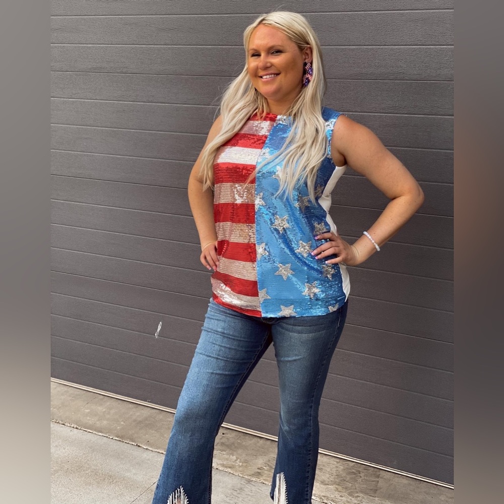 American Flag Jersey Top